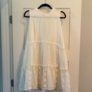 Impressions Cream Ruffle-Tiered Sleeveless Dress